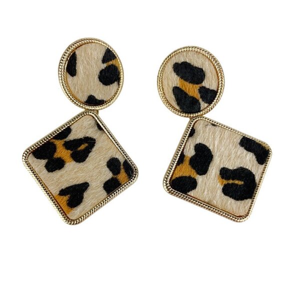 NASTY GAL Mobwife Caught‎ My Attention Leopard print Huge Drop Earrings - Picture 2 of 4